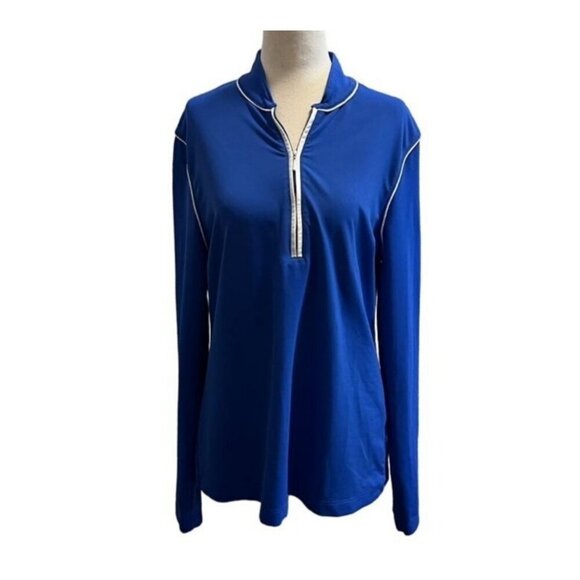 Cutter & Buck Womens Blue L 1/4 Zip Pullover Moisture-Wicking Long Sleeve Top - Picture 1 of 9